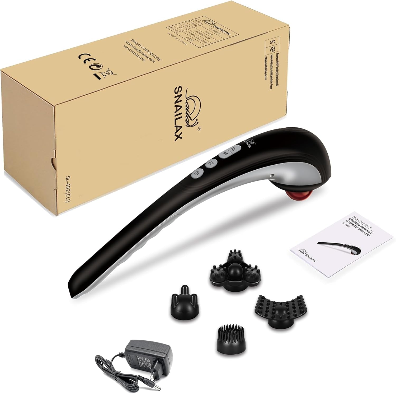 Snailax Masajeador De Mano Eléctrico Para Masaje De Percusión Inalámbrico Recargable Con Calor, Masajeador Portátil Para Aliviar El Dolor…